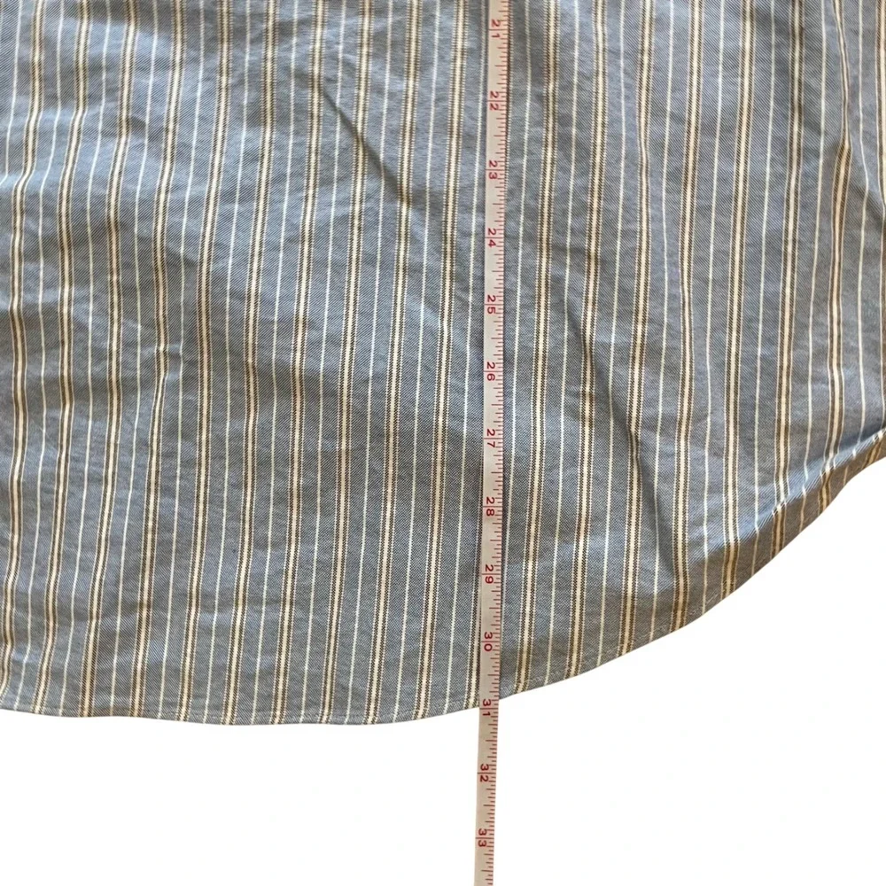 Ralph Lauren Mens XXL Classic Fit Short Sleeve Striped Oxford Shirt‎ Blue White